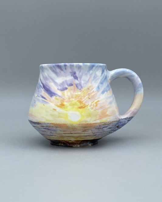 porcelain mug with sun rise